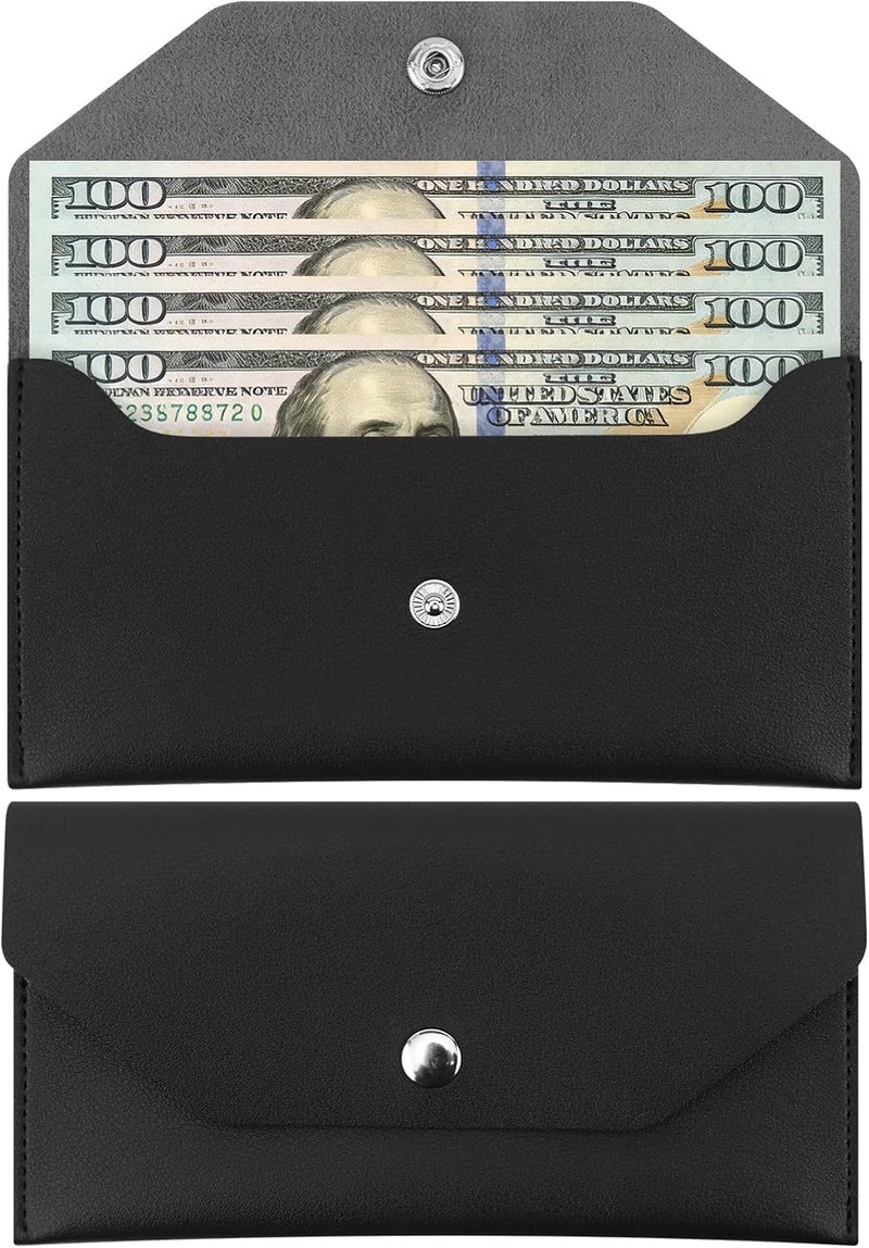 Abvsdu 1 Pieces Money Saving Binder, Black PU Leather Cash Envelopes Cash Wallet, Reusable Money Saving Binder for Wallets with Cash Envelope Tab Stickers for Bill Planner - Image 1
